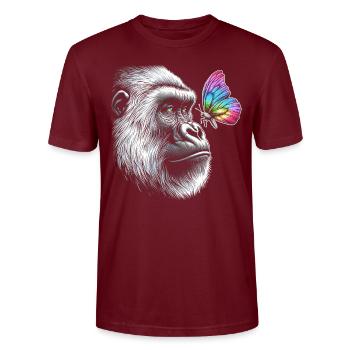 Gorille papillons Animal Faune Gardien de zoo - T-shirt bio CRAFTER Stanley Stella Unisexe - bordeaux - Devant - Alina (178cm) & Michal (187cm)