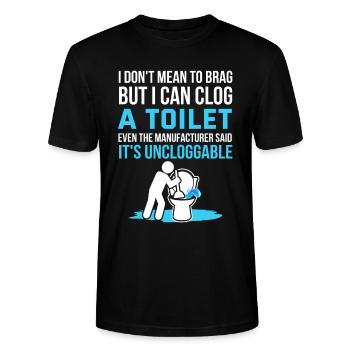 Funny toilet clogging humor Hilarious - Stanley/Stella CRAFTER Unisex Organic T-Shirt - black - Front - Alina (178cm) & Michal (187cm)