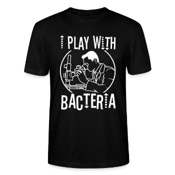 Je joue avec les bactéries - T-shirt bio CRAFTER Stanley Stella Unisexe - noir - Devant - Alina (178cm) & Michal (187cm)