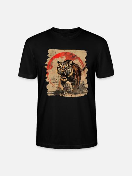 80s Retro Japanese Tiger - Stanley/Stella CRAFTER Unisex Organic T-Shirt - black