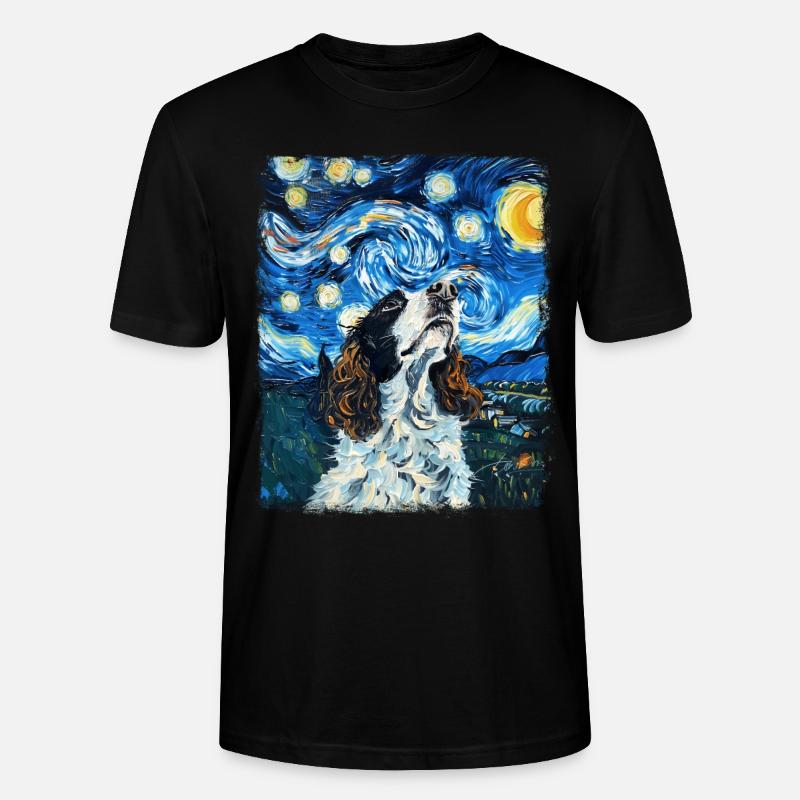 Springer Spaniel Hund Sternennacht Gemälde - Stanley/Stella Unisex Bio-T-Shirt CRAFTER - Schwarz