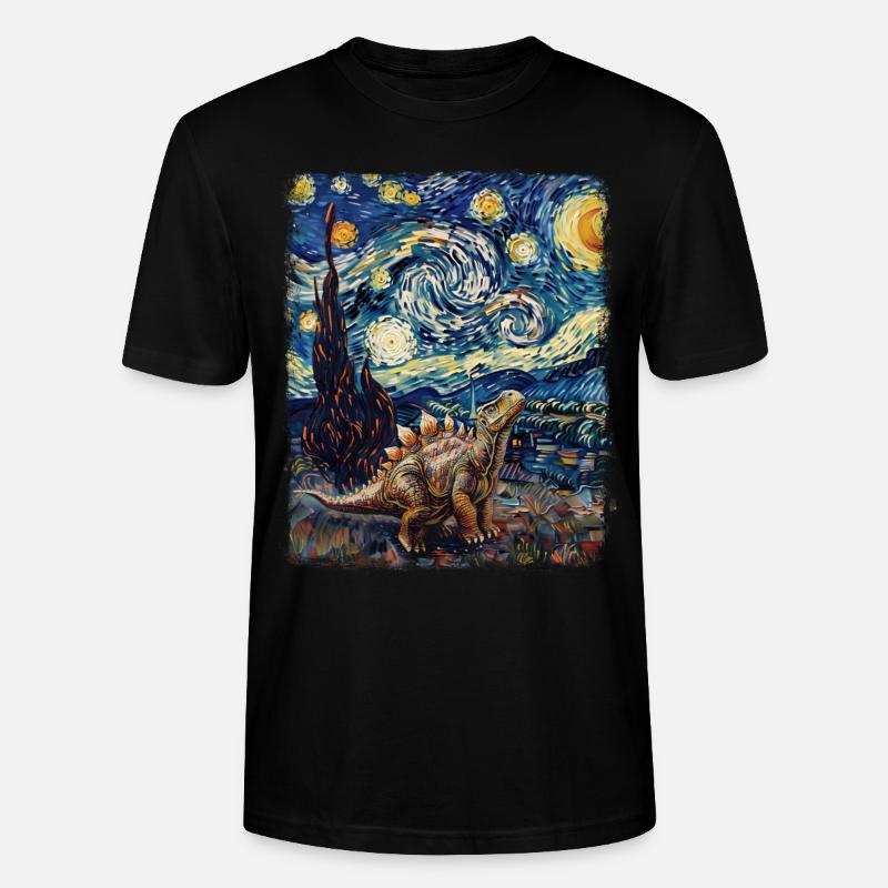 Stegosaurus Dinosaurier Sternennacht Gemälde - Stanley/Stella Unisex Bio-T-Shirt CRAFTER - Schwarz