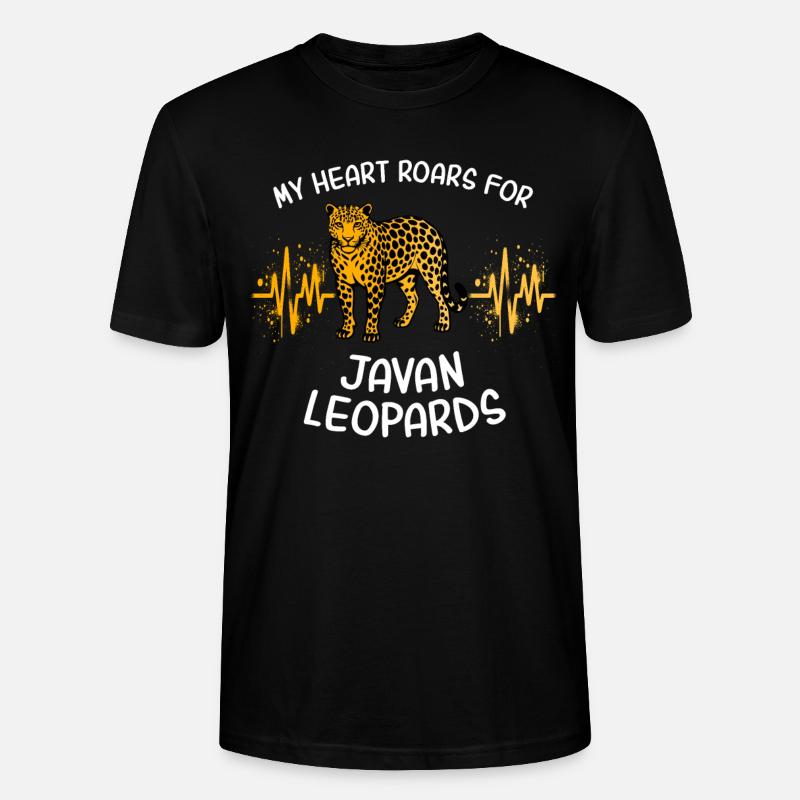 Java Leopard Heart Line - Stanley/Stella CRAFTER Unisex Organic T-Shirt - black