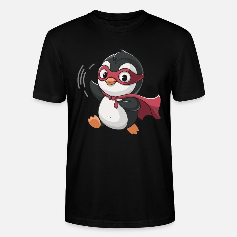 Mignon pingouin super-héros avec cape - T-shirt bio CRAFTER Stanley Stella Unisexe - noir