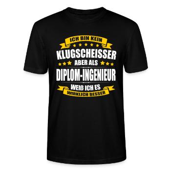 Ich Bin Kein Klugscheisser Diplom-Ingenieur - Stanley/Stella Unisex Bio-T-Shirt CRAFTER - Schwarz - Vorne - Alina (178cm) & Michal (187cm)