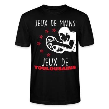 Rugby Toulouse Rouge Et Noir Supporter Joueur - T-shirt bio CRAFTER Stanley Stella Unisexe - noir - Devant - Alina (178cm) & Michal (187cm)