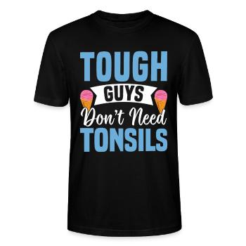 Guys don't need almonds! Tonsil surgery - Stanley/Stella CRAFTER Unisex Organic T-Shirt - black - Front - Alina (178cm) & Michal (187cm)
