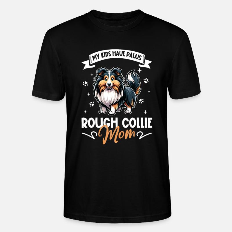 Maman Collie à poil long - T-shirt bio CRAFTER Stanley Stella Unisexe - noir