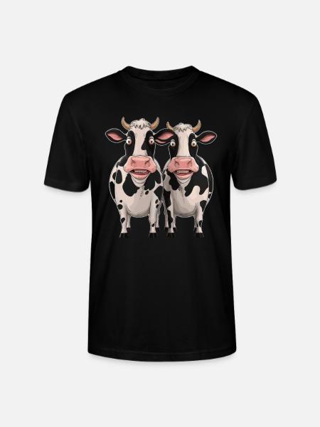 Funny Cows Cartoon Illustration - Stanley/Stella CRAFTER Unisex Organic T-Shirt - black