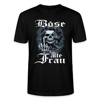 Böse Alte Frau Totenkopf - Stanley/Stella Unisex Bio-T-Shirt CRAFTER - Schwarz - Vorne - Alina (178cm) & Michal (187cm)