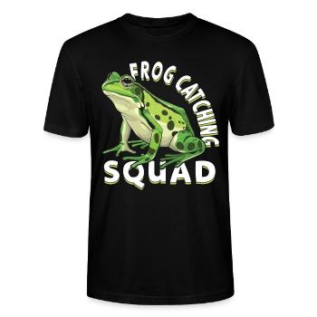 Frösche Fangen Froschjäger Froschfänger - Stanley/Stella Unisex Bio-T-Shirt CRAFTER - Schwarz - Vorne - Alina (178cm) & Michal (187cm)