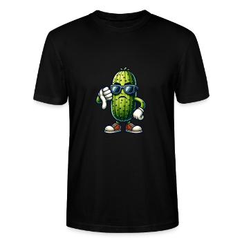 Saure Gurke Salatgurke Daumen runter - Stanley/Stella Unisex Bio-T-Shirt CRAFTER - Schwarz - Vorne - Alina (178cm) & Michal (187cm)