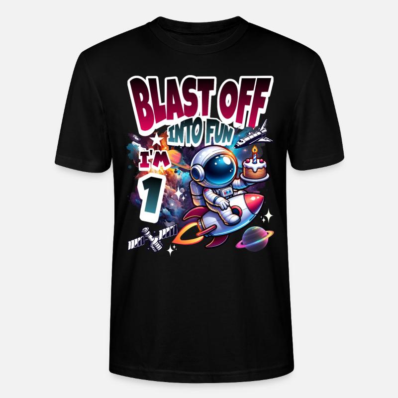 Astronaute 1er anniversaire Espace - T-shirt bio CRAFTER Stanley Stella Unisexe - noir