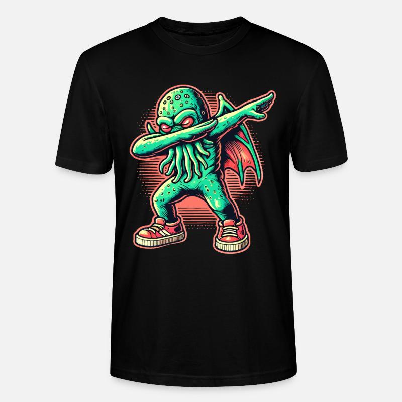 Lustiger Dabbender Cthulhu Dabbing Design - Stanley/Stella Unisex Bio-T-Shirt CRAFTER - Schwarz