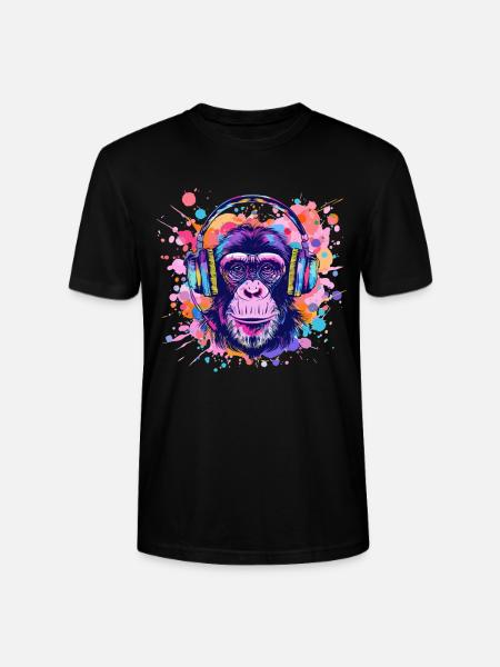Mono con Auriculares Decoración Mujer Regalo Hombre - Camiseta unisex ecológica CRAFTER de Stanley/Stella - negro