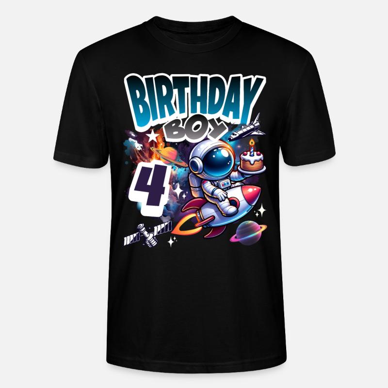 Astronaute 4e anniversaire Espace - T-shirt bio CRAFTER Stanley Stella Unisexe - noir
