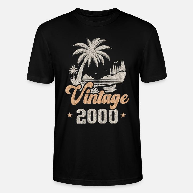 Anniversaire 2000 Palmiers - T-shirt bio CRAFTER Stanley Stella Unisexe - noir