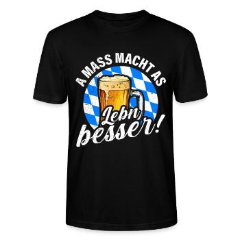 A Mass machts Leben besser Bayern bayrisch - Stanley/Stella Unisex Bio-T-Shirt CRAFTER - Schwarz - Vorne - Alina (178cm) & Michal (187cm)