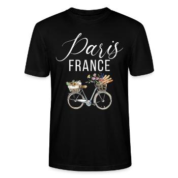 France Paris Tour Eiffel France Drapeau - T-shirt bio CRAFTER Stanley Stella Unisexe - noir - Devant - Alina (178cm) & Michal (187cm)