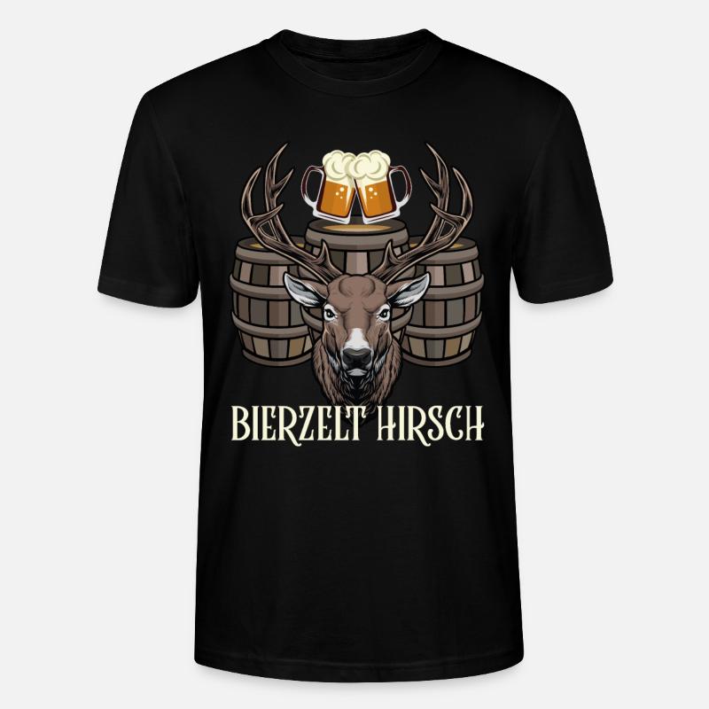 Bierzelt Hirsch - Stanley/Stella Unisex Bio-T-Shirt CRAFTER - Schwarz