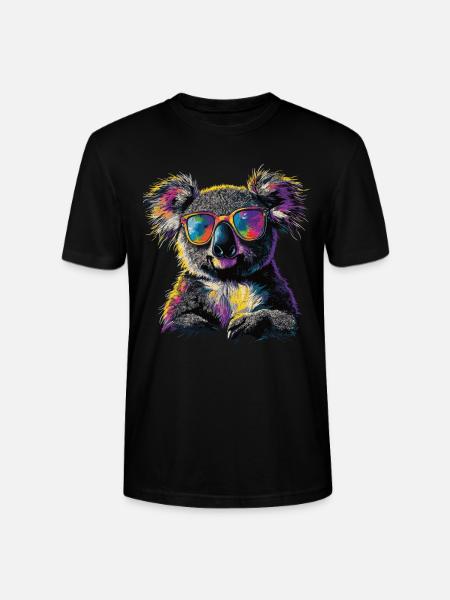 Koala Mit Sonnenbrille - Stanley/Stella Unisex Bio-T-Shirt CRAFTER - Schwarz