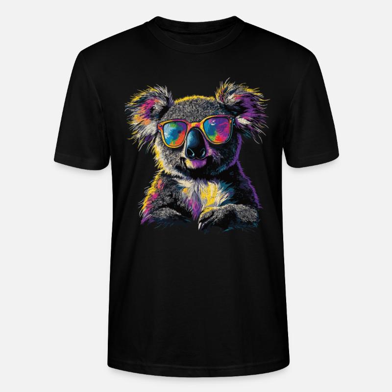 Koala Mit Sonnenbrille - Stanley/Stella Unisex Bio-T-Shirt CRAFTER - Schwarz