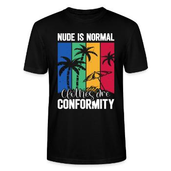 Dicton sur le nudisme - T-shirt bio CRAFTER Stanley Stella Unisexe - noir - Devant - Alina (178cm) & Michal (187cm)