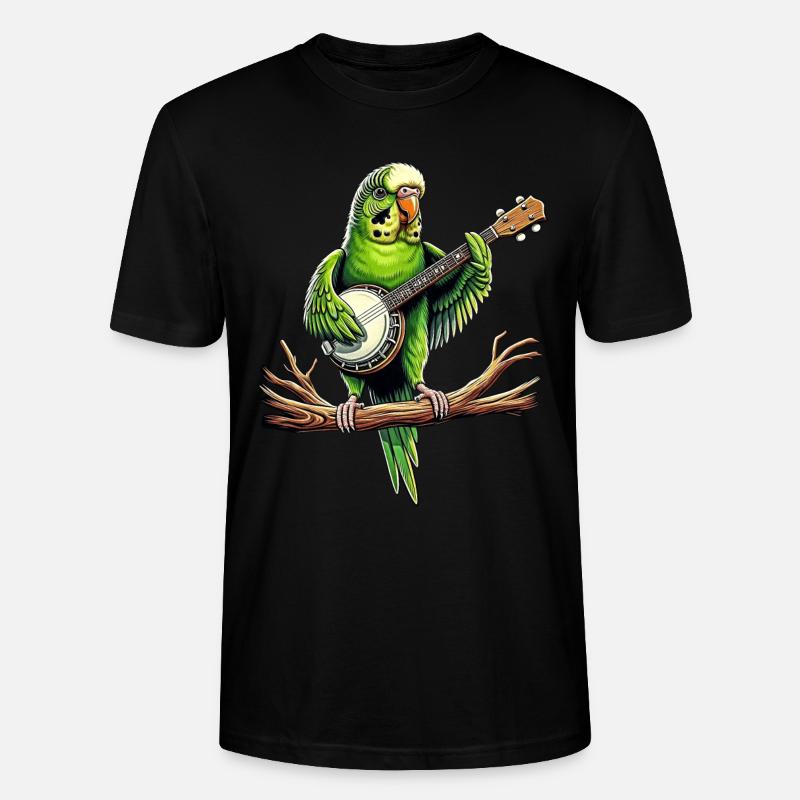 Budgie Budgie Perroquet Bluegrass Banj - T-shirt bio CRAFTER Stanley Stella Unisexe - noir