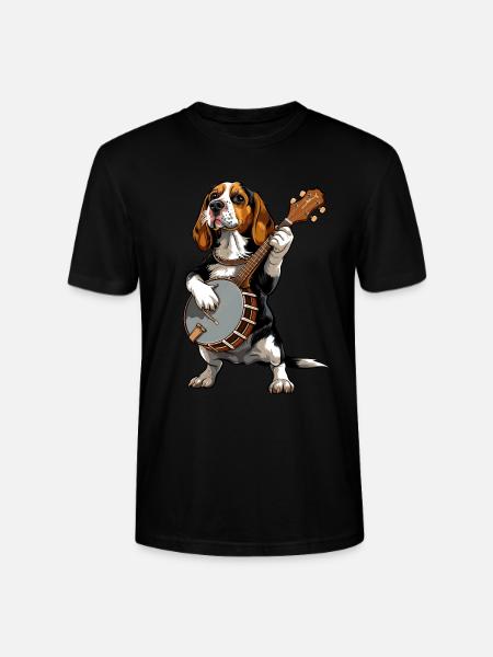 Beagle Dog Bluegrass Banjo Player - Stanley/Stella CRAFTER Unisex Organic T-Shirt - black