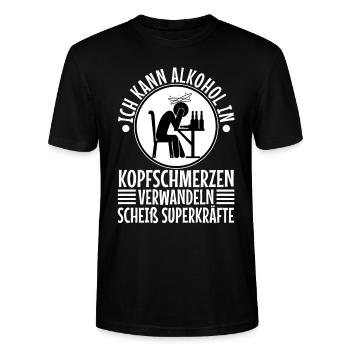 Turn alcohol into a headache - Stanley/Stella CRAFTER Unisex Organic T-Shirt - black - Front - Alina (178cm) & Michal (187cm)