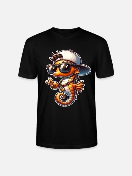 Seepferd Cool - Stanley/Stella Unisex Bio-T-Shirt CRAFTER - Schwarz