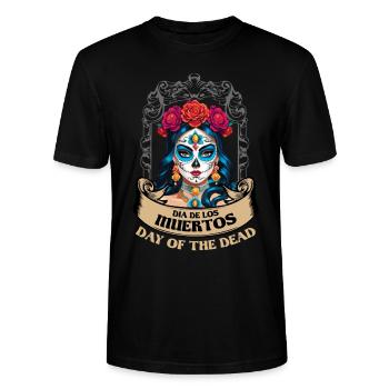 Catrina Mexicansk Blomster Muertos De Dødes Dag - Stanley Stella CRAFTER unisex økologisk-T-shirt - sort - Foran - Alina (178cm) & Michal (187cm)