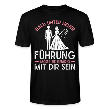 Der Bräutigam Lustiges Junggesellenabschied - Stanley/Stella Unisex Bio-T-Shirt CRAFTER - Schwarz - Vorne - Alina (178cm) & Michal (187cm)