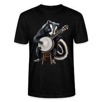 Skunk Bluegrass Banjo Player - Stanley/Stella CRAFTER Unisex Organic T-Shirt - black - Front - Alina (178cm) & Michal (187cm)