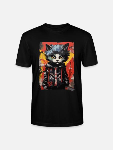 Street-Art Graffiti Mode-Katze - Stanley/Stella Unisex Bio-T-Shirt CRAFTER - Schwarz