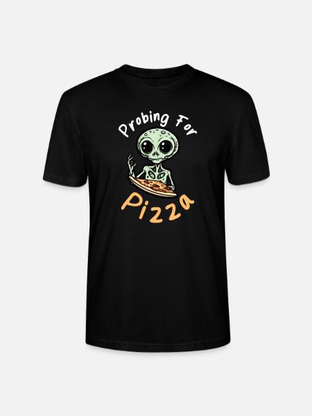 Bortførelse af rumvæsener undersøger pizza - Stanley Stella CRAFTER unisex økologisk-T-shirt - sort