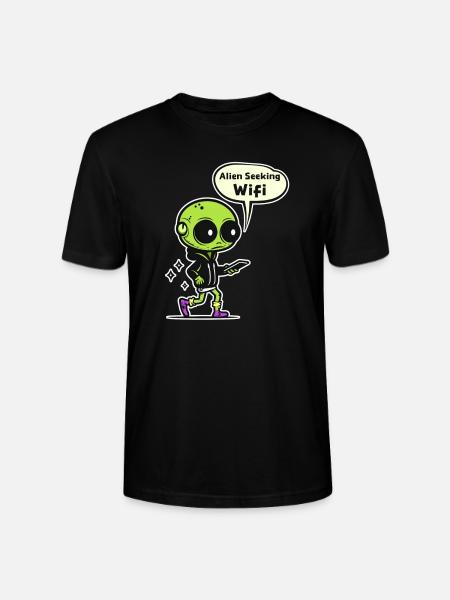 Alien Abduction Alien Seeking Wifi - Stanley/Stella CRAFTER Unisex Organic T-Shirt - black