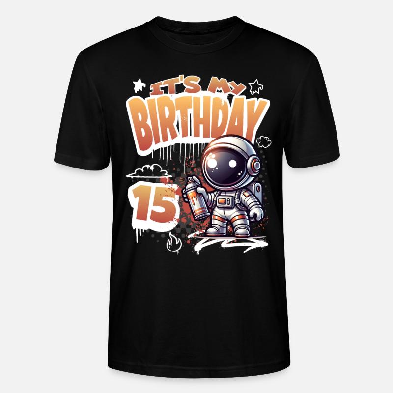 Graffiti astronaute 15e anniversaire - T-shirt bio CRAFTER Stanley Stella Unisexe - noir