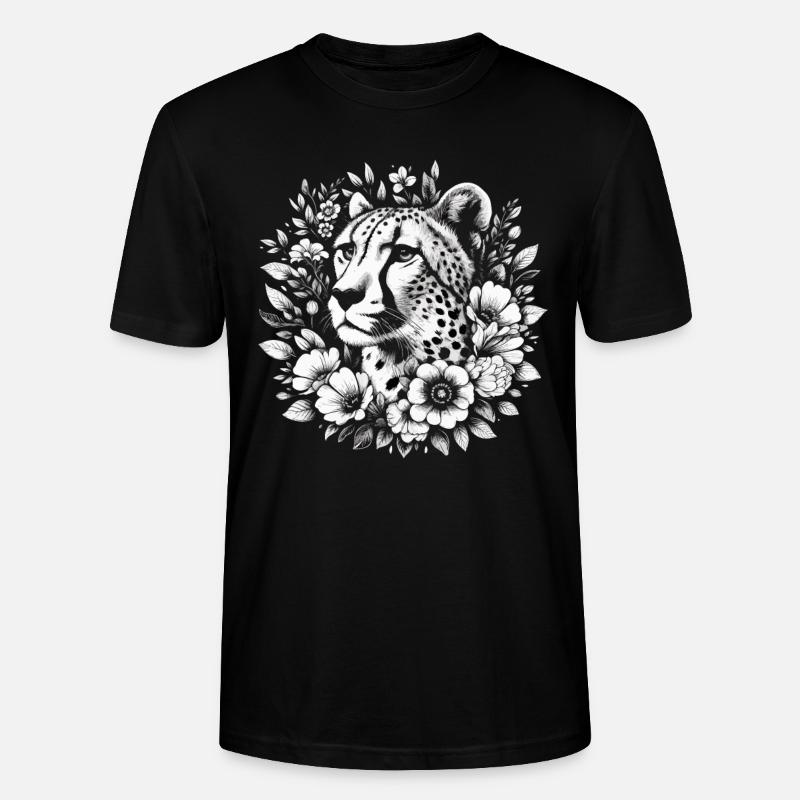 Guépard Fleurs de guépard - T-shirt bio CRAFTER Stanley Stella Unisexe - noir