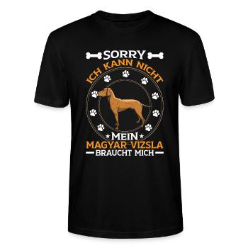 Magyar Vizsla braucht mich Vorstehhund - Stanley/Stella Unisex Bio-T-Shirt CRAFTER - Schwarz - Vorne - Alina (178cm) & Michal (187cm)