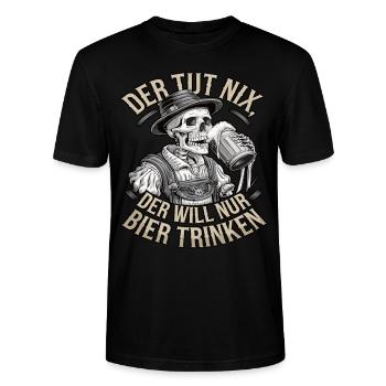 Il ne fait rien, il veut juste boire de la bière - T-shirt bio CRAFTER Stanley Stella Unisexe - noir - Devant - Alina (178cm) & Michal (187cm)
