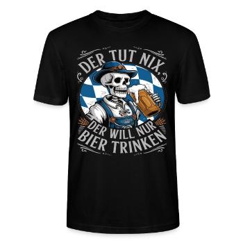 Il ne fait rien, il veut juste boire de la bière - T-shirt bio CRAFTER Stanley Stella Unisexe - noir - Devant - Alina (178cm) & Michal (187cm)