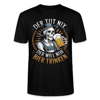 Il ne fait rien, il veut juste boire de la bière - T-shirt bio CRAFTER Stanley Stella Unisexe - noir - Devant - Alina (178cm) & Michal (187cm)