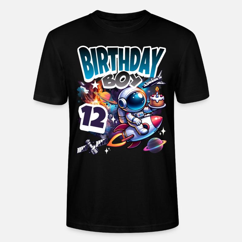 Astronaute 12e anniversaire Espace - T-shirt bio CRAFTER Stanley Stella Unisexe - noir