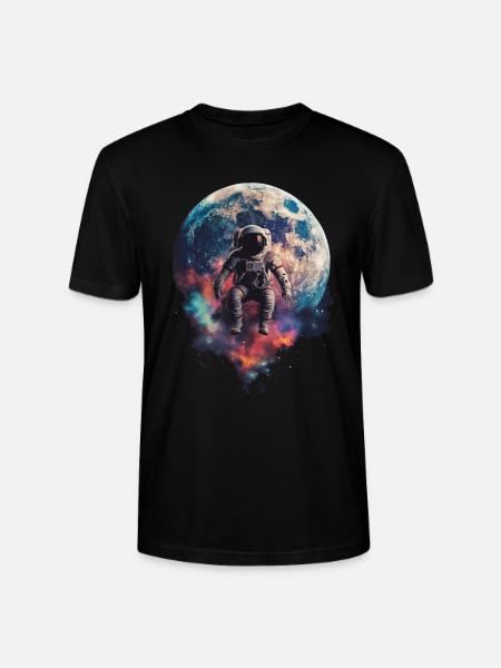 Astronaut Space Floating Moon - Stanley/Stella CRAFTER Unisex Organic T-Shirt - black