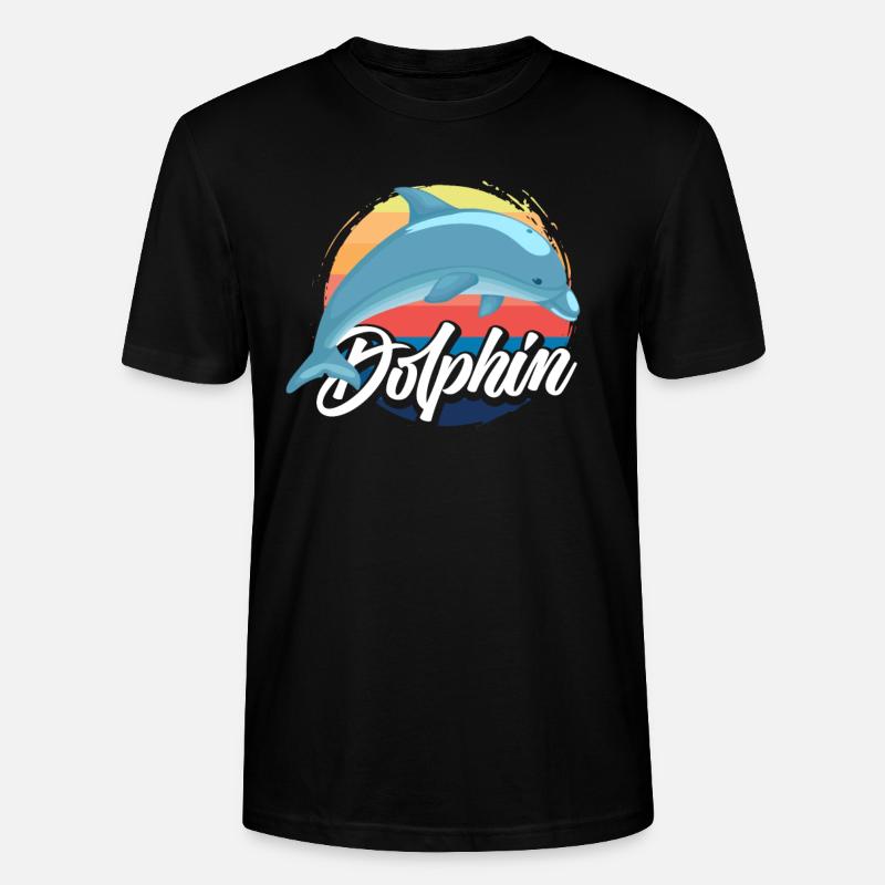 Nostalgic Dolphin Sunset Design - Stanley/Stella CRAFTER Unisex Organic T-Shirt - black