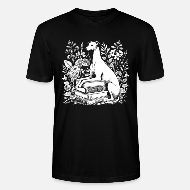 Greyhound Greyhound Flower Book Reader - T-shirt bio CRAFTER Stanley Stella Unisexe - noir