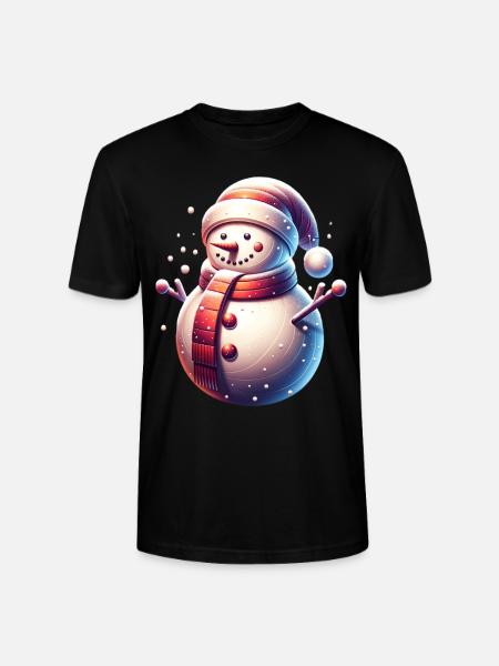 Snowman Snowfall Christmas - Stanley/Stella CRAFTER Unisex Organic T-Shirt - black