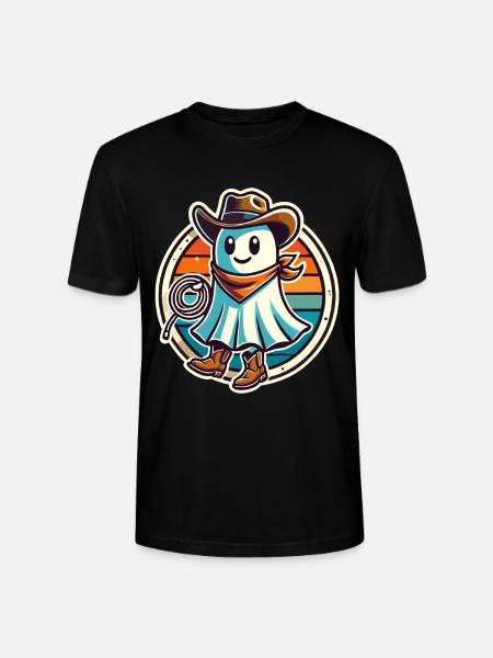 Cowboy Ghost Funny Halloween Design - Stanley/Stella CRAFTER Unisex Organic T-Shirt - black