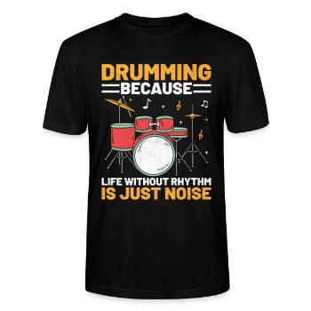 Trommeln, weil ein Leben ohne Rhythmus nur Lärm ist - Stanley/Stella Unisex Bio-T-Shirt CRAFTER - Schwarz - Vorne - Alina (178cm) & Michal (187cm)
